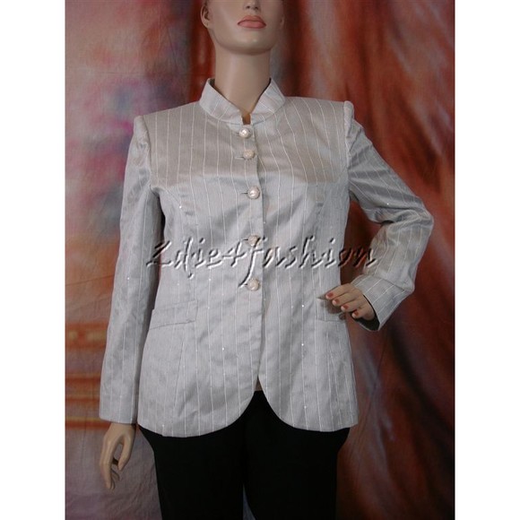 $2695 New GIORGIO ARMANI Stylish White Black Pinstripe Sequin Lined Jacket 12 46
